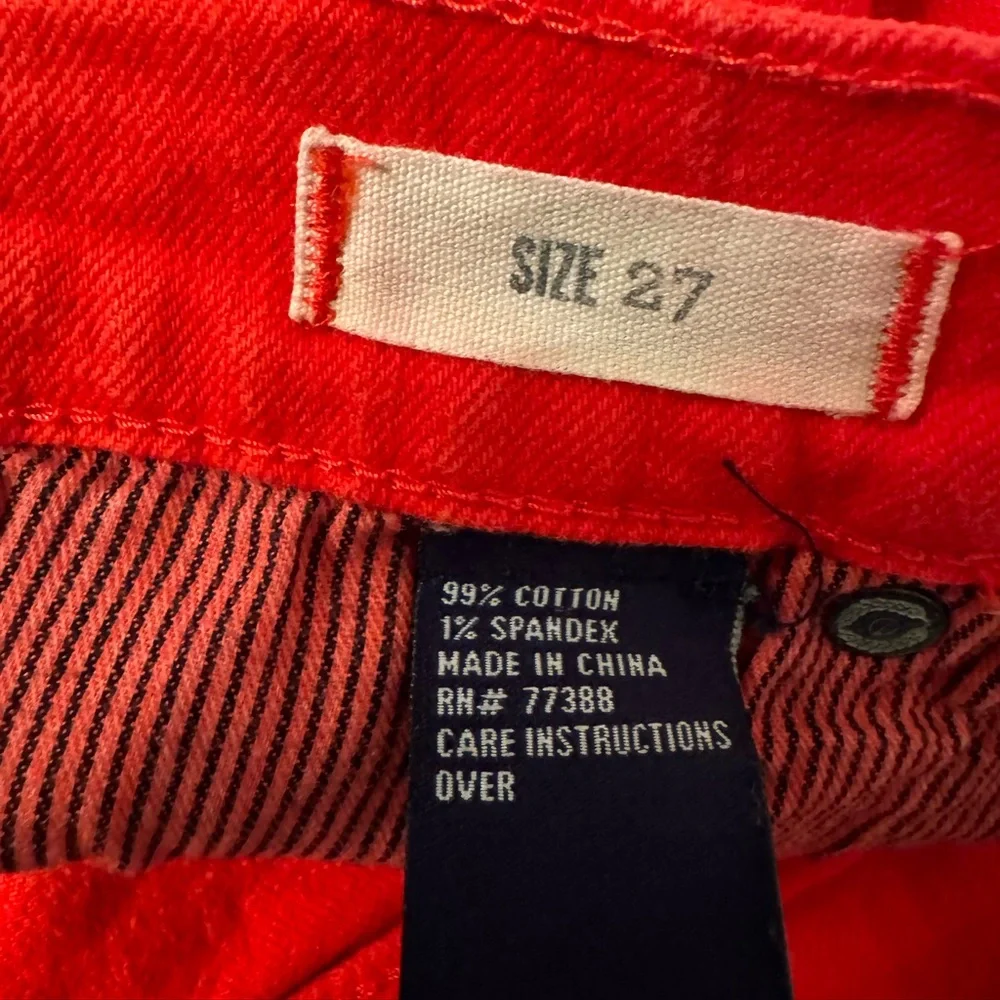 MADEWELL Women’s Red Casual Frayed Cut Off Denim Jeans Shorts Size 27